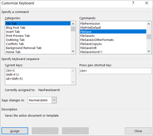 how to make keyboard shortcuts in word 2016